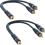 DteeDck RCA Splitter 1 Female to 2 Male, 2 Pack - RCA Audio Video Cable Splitter Adapter, Dark Blue