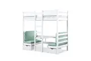 Timothy Timber Loft Bed with Table & Benches - Mint Green