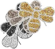 WRITWAA 4pcs Bee Rhinestone Iron on Patches Stylish Glitter Patches for Clothes Shoes Bags Heat Activated Adhesive Fashionable DIY Decorations