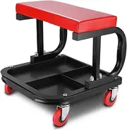 Mechanic's Seat Rolling Creeper Seat Stool Mechanic Chair 4 Wheels Tray Tools Auto Repair Multifunctional Mobile Repair Roller Seats & Creepers(Red (with Crossbar))