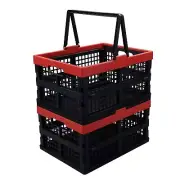 Cand 14 L Plastic Folding Storage Crate, Collapsible Shopping Basket with Han...