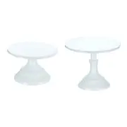 2pcs Round Cake Stand 8/10 Inch Dessert Table Display Set Serving Platter White