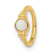 14K Yellow Gold 18 Gauge Created Opal Cartilage Ring