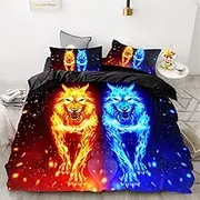 ZLYTQZHGBHD 3D Print Blanket Towel Europe Animal Moonlight Wolf Blanket Towel (Color : Wolf 01, Size : AU King)