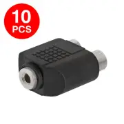 10 Pack 3.5mm Stereo Female Jack to 2 RCA Female Jack Adapter 2-Way Audio