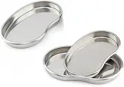 3Pcs Stainless Steel Kidney Tray, Graduated Metal Emesis Basin, Reusable Kidney Bean Shaped Bowl Dish, Dental Lab Instrument Surgical Tray for Medic Waster (Small, Medium, Large)
