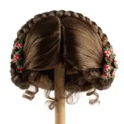 Lot of 2 Monique Modacrylic Light Brown Braided 14"-15" Doll Wigs with Flowers