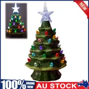 Hand-Painted Tabletop Ceramic Christmas Tree Pre-Lit with Lights Xmas Decor