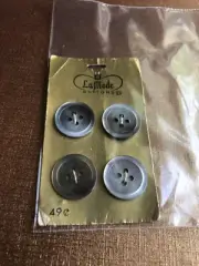 La Mode Pearlized Buttons Grays Round #68 Carded 4 Size29 3/4” Japan NOS
