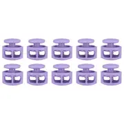 10pcs Cord Lock Double Hole Spring Toggle Stopper for Drawstring, Purple