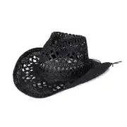 Outdoor for Sun Hat Men Women Straw Hat Western Cowboy Hat Foldable Cowgirl Hat Sunshade for Outdoor Activities Black