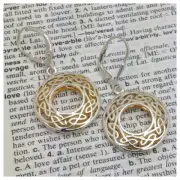 Sterling Silver CELTIC KNOT EARRINGS Keith Jack Window to the Soul GOLD GILDING