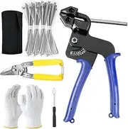 [Ssumght] Metal Zip Ties Tool, Stainless Steel Cable Tie Gun with 200PCS Self-Locking Metal Steel Zip Ties, Metal Tie Wrap Gun Kit, Duty Outdoor Adjustable Fastening Cutting Tie Tool Sets