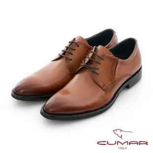 【CUMAR】減壓避震 簡約時尚綁帶英倫德比鞋(棕色)