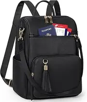[NEWHEY] Backpack Purse for Women, Leather Anti-theft Travel Backpack Fashion Shoulder Handbags with Tassel Ladies Casual Daypacks