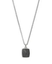 John Hardy Men's Sterling Silver Id Black Sapphire Tag Pendant Necklace, 22