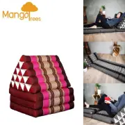 JUMBO 3 FOLDS Thai Triangle Cushion Triangular Pillow Foldout Daybed Mat Pink