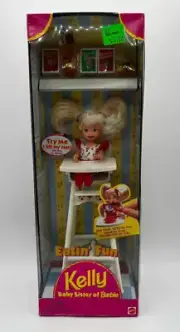 1997 Eatin' Fun Kelly Baby Sister Barbie Doll Highchair ARM WORKS Mattel NIB ZA1