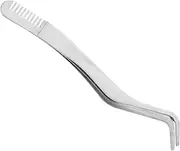 Generic Stainless Steel Eyelash Tweezers with Curved Serrated Tip False Eyelash Applicator Tool for Makeup Lash Clusters and DIY Lash Extensions