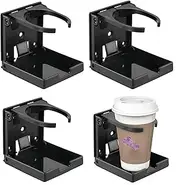 Set of 4 Black Plastic Folding Cup Holders,WizeFolk Adjustable Folding Drink Holder with Screws,Wall Mount Car Cup Holder,Boat Car Cup Holder, for Boat,Car,Trucks,RVs,Vans,Home,Leisure Centre