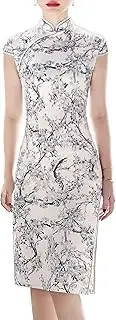 [Bitablue] Women's Chinese Flowering Crabapple Blooming Begonia Cheongsam Qipao Dress