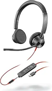 Plantronics – Blackwire 3325 USB-A (Poly) – Wired, Dual-Ear (Stereo) Headset with Boom Mic, Connect to PC/Mac via USB-A or Mobile/Tablet via 3.5 mm Connector – Works w/Teams (Certified), Zoom & More