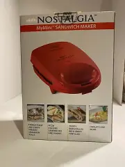 Nostalgia My Mini Sandwich Maker color Red Brand New In Box Grilled Cheese