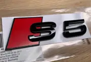 For Audi S5 Rear Emblem Boot Trunk Back Badge Sticker Logo Gloss Black Red (for: Audi)
