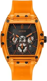 [GUESS] Gents Orange Silicone Strap Watch (Model: GW0203G10), Orange, Modern