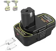 [ZLWAWAOL] DM18RL Battery Adapter Converter with USB Socket & Type-C Compatible for Dewalt 20V & Milwaukee MIL18 Li-Ion Battery Convert to Ryobi 18V P108 ABP1801 Battery