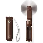 3 IN 1 Mini Handheld Fan,Portable Small Pocket Fan,USB Rechargeable Fan (14-21 Working Hours) with Power Bank,Flashlight Feature for Eyelash,Makeup,Outdoor-Dark Brown