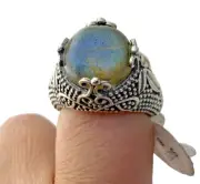 Labradorite Cabochon Statement Ring in Sterling silver Sz 8 #11