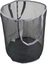 Bath Mesh Laundry Basket CAMZ35649, Black and Gray