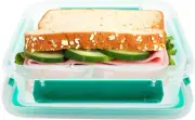 Sandwich Container: 1 Pack Reusable, BPA Free Plastic Food Storage with Snap-Off