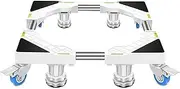 Adjustable Fridge StandAdjustable Washing Machine Base Movable Fridge Freezer Stand Pedestal with 4 Locking Casters 45-65cm Refrigerator Holder Bracket Movable Furniture Base Stand for Mo