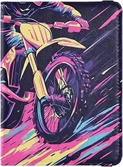[Amooorous] Motocross Bike and Lightning Colorful Leather decorative passport holder for travel women Travel Documents Organizer Protector Passport Cover Lightweight, Motocross Bike and Lightning colorful, 1 size