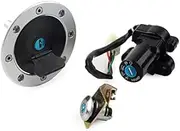 Pexorin Motorbike Ignition Switch Fuel Gas Cap Cover, for Seat, Lock Key Set, for GS500 2001-2012 Motorcycle Ignition Switch