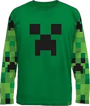 [Mad Engine] Minecraft Mob Green Big Boys Youth Longsleeve T-Shirt Licensed
