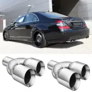 For W221 S65 S-Class Stainless Steel Dual Quad Exhaust Tip Muffler Tips Pipe