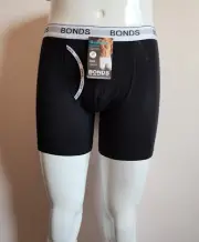 Bonds Mens MY7WA BAC Black Cotton Stretch GuyFront Mid Trunk Brief Size S New