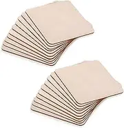 WELANE Square Wood Slices, 20 PCS Unfinished Blank Square Wood Chip for DIY Crafts, Coasters, Paintings, Pyrography, Christmas Decorations (10cm)