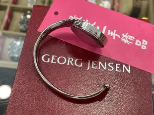 ☆最愛二手精品☆ GEORG JENSEN TORUN 喬治傑生朵蘭銀色圓形不鏽鋼鏡面手環手錶石英錶 C字開口腕錶 XG6484 337 XS