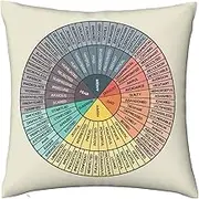 LuckyTagy Wheel of Emotions Feelings Velvet Throw Pillow Covers Cozy Square Throw Pillowcases Home Decoration for Bed Couch Sofa Living Room Cushion Covers 18X18 White