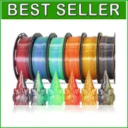 Lightweight 6 Spools of Dual Color Silk PLA - Tangle-Free 3D Printer Filament