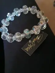 New Buck Hill Aurora Borealis Crystal Clear Stretch Bracelet w tag & giftbag