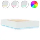 RGB LED Lights Bed Frame Wooden Base Platform White for Mattress Size 150x200cm