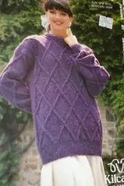 Kilcarra Aran Tweed Donegal Sweater Knitting Pattern Cables 30-40"