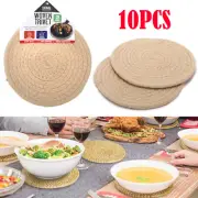 10Pcs Round Woven Natural Rattan Fabric Place mats Dining Table Mat NEW