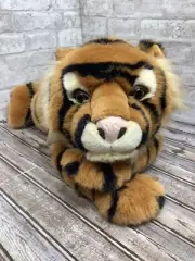 Vintage Aurora Tiger Plush Realistic Stuffed Animal Jumbo 26” Laying Rare HTF
