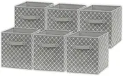 SimpleHouseware Storage Bin Foldable Fabric Cube Organizer, 6 Pack, Geometric Grey